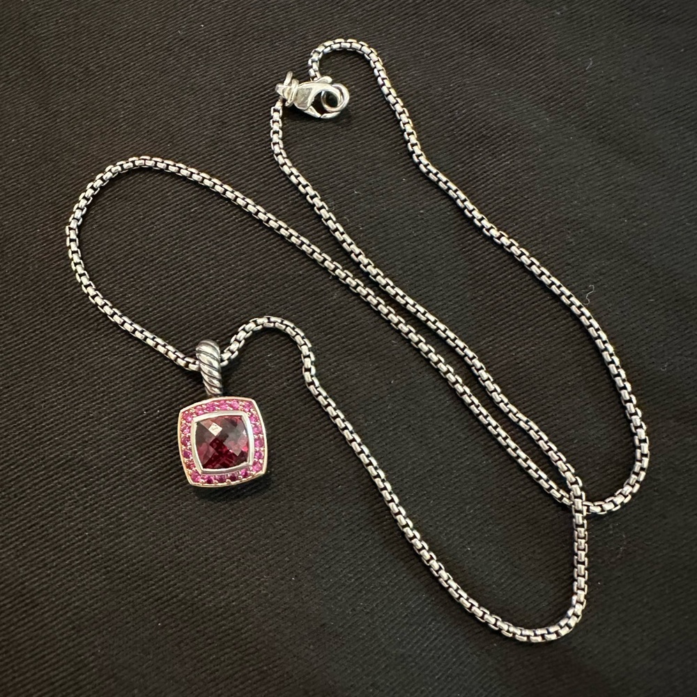DAVID YURMAN GARNET AND RARE PINK SAPPHIRE 925/750 NECKLACE